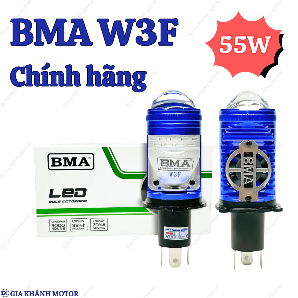 BMA W3F 55W - Đèn Pha Led Bi Cầu Mini Chân H4 – Hàng Chuẩn Công Ty Maxis