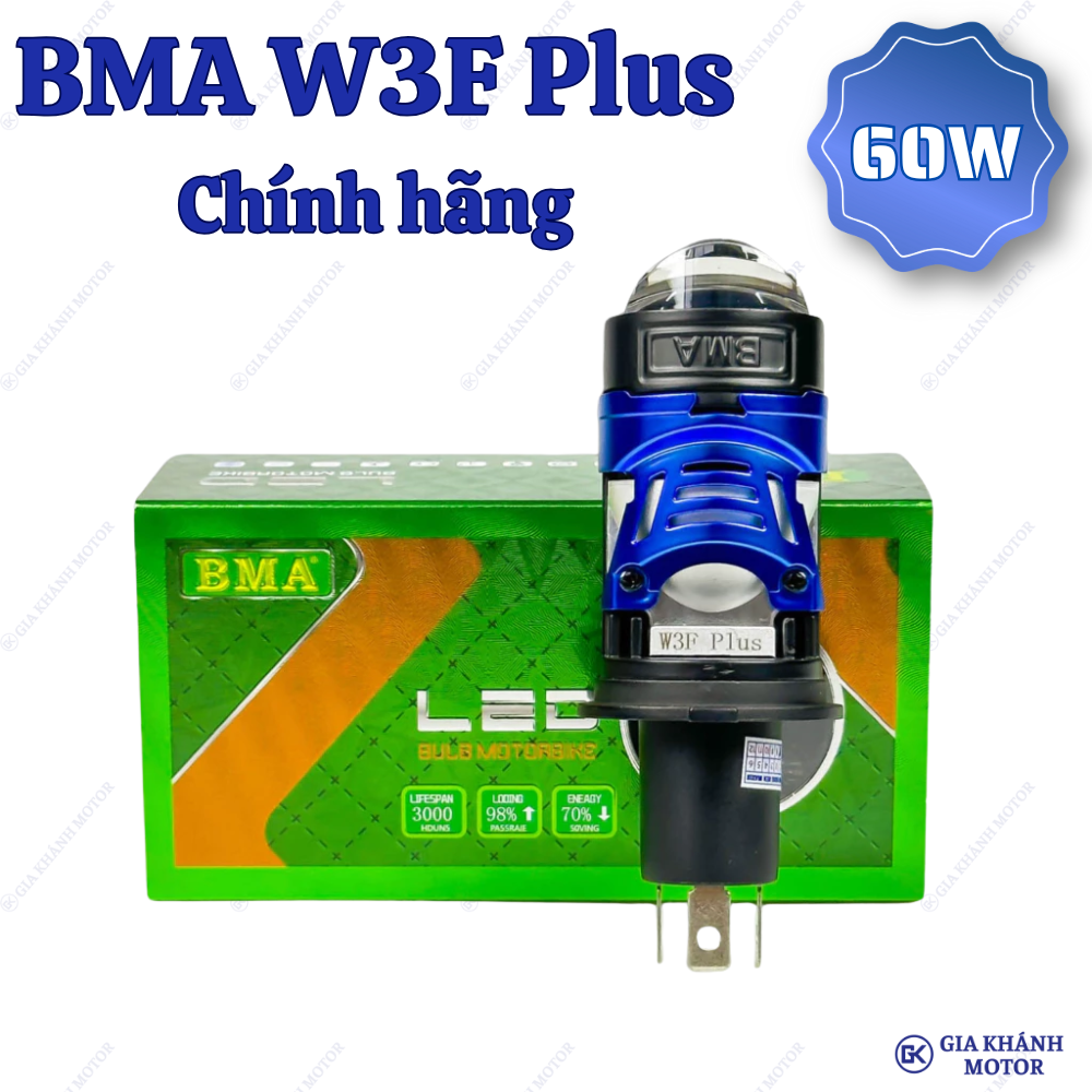 BMA W3F Plus 60W - Đèn Pha Led Bi Cầu Mini Chân H4 – Hàng Chuẩn Công Ty Maxis
