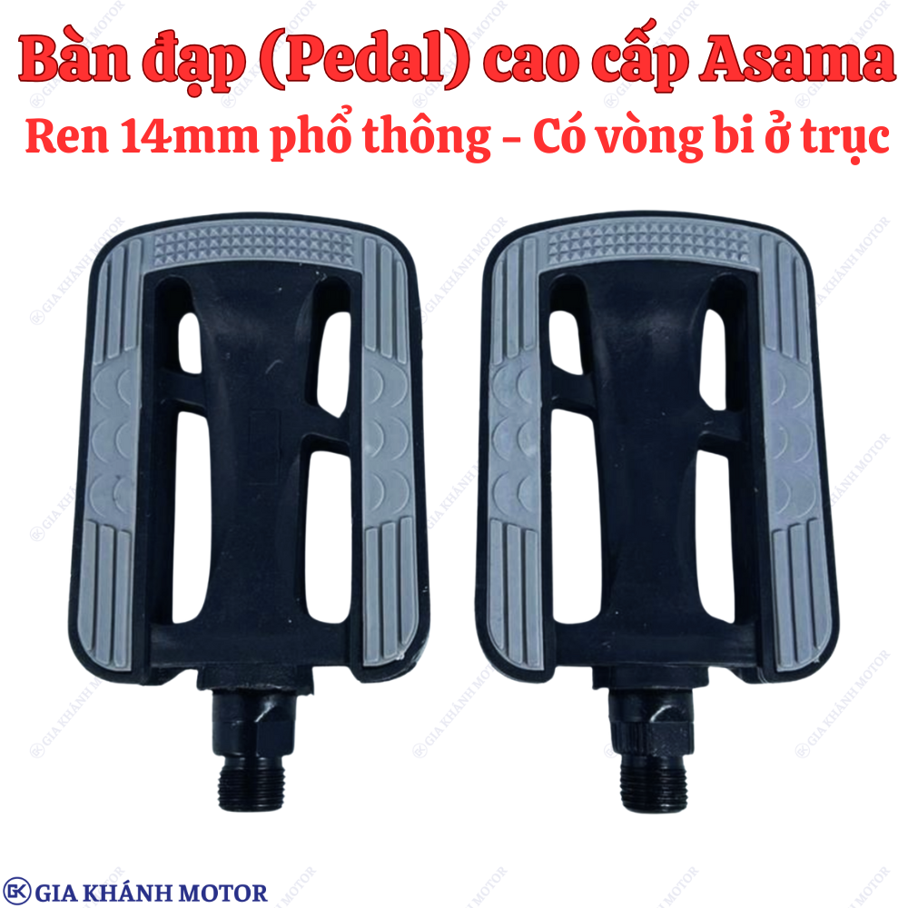 Bàn Đạp (Pedal) Xe Đạp – Xe Điện Asama Cao Cấp Màu Đen – Có Vòng Bi Ở Lõi (Ren 14 Mm Dành Cho Hầu Hết Các Loại Xe Đạp)
