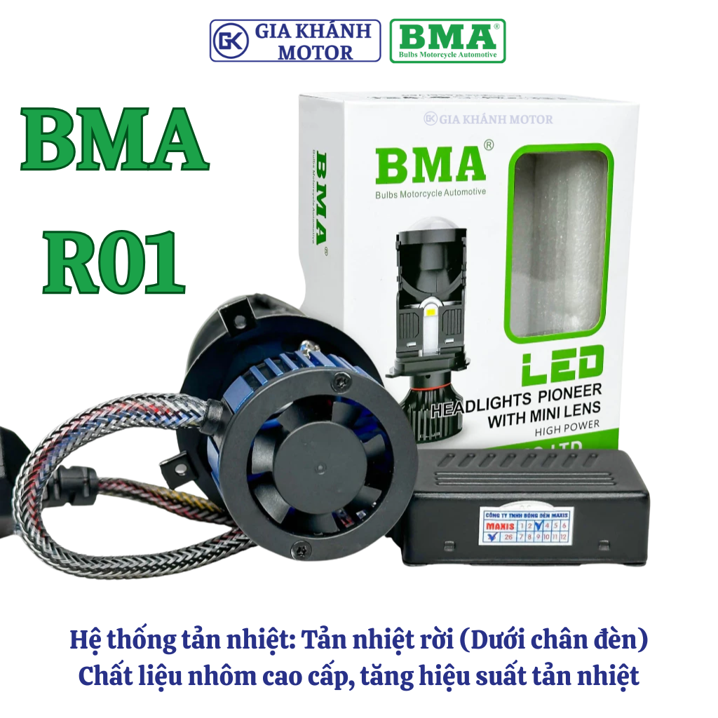 Đèn Pha LED Bi Cầu Mini BMA R01 60W Chân H4 Lắp Ô Tô Xe Máy - Ảnh 4
