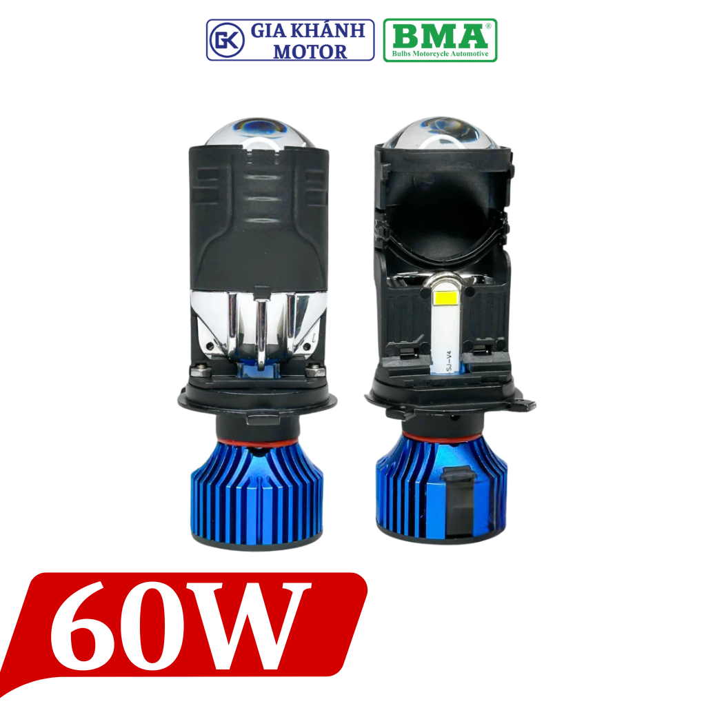 Đèn Pha LED Bi Cầu Mini BMA R01 60W Chân H4 Lắp Ô Tô Xe Máy - Ảnh 5