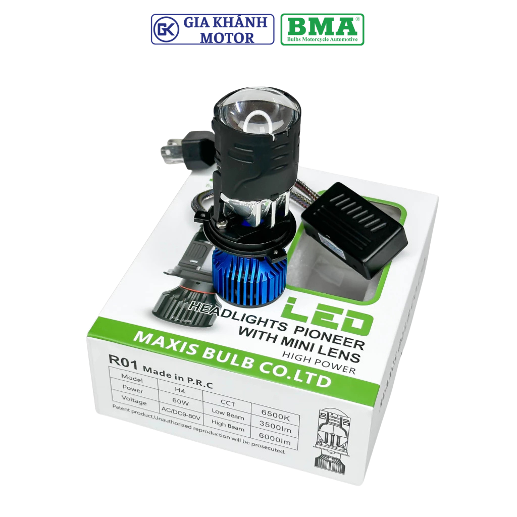 Đèn Pha LED Bi Cầu Mini BMA R01 60W Chân H4 Lắp Ô Tô Xe Máy - Ảnh 7