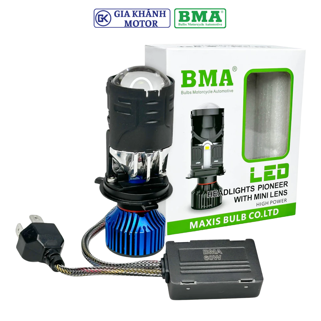 Đèn Pha LED Bi Cầu Mini BMA R01 60W Chân H4 Lắp Ô Tô Xe Máy - Ảnh 9