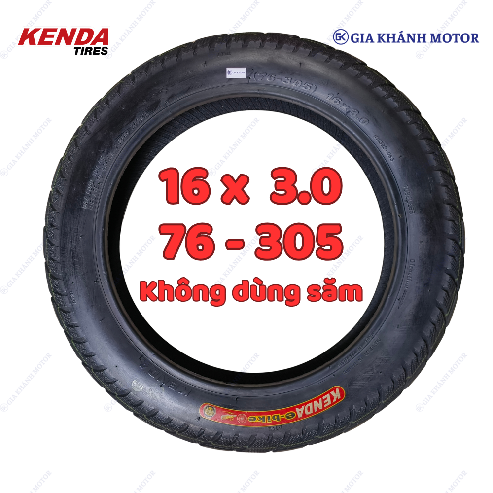 Lốp (Vỏ) Xe Điện Không Dùng Săm (Ruột) Cỡ 16x3.0 (16x30) , 76–305 Kenda