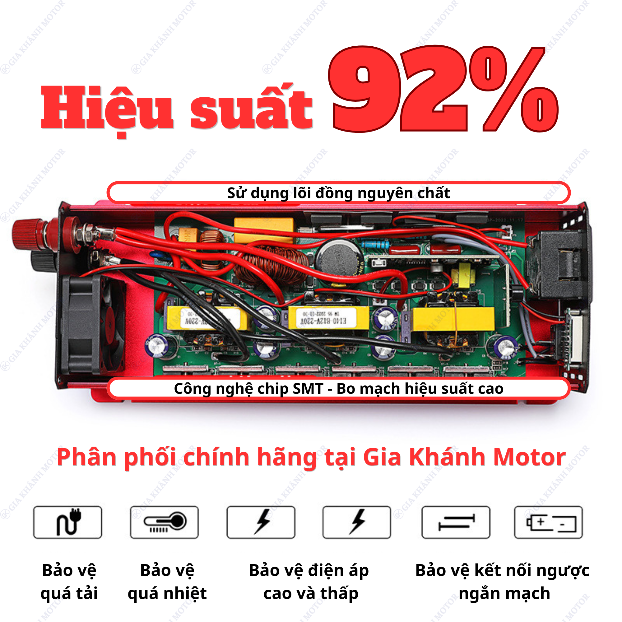 Bộ Kích Điện Sóng Sin Chuẩn DC 12V → AC 220V SUSWE (1000W / 2000W / 3000W) - Ảnh 4