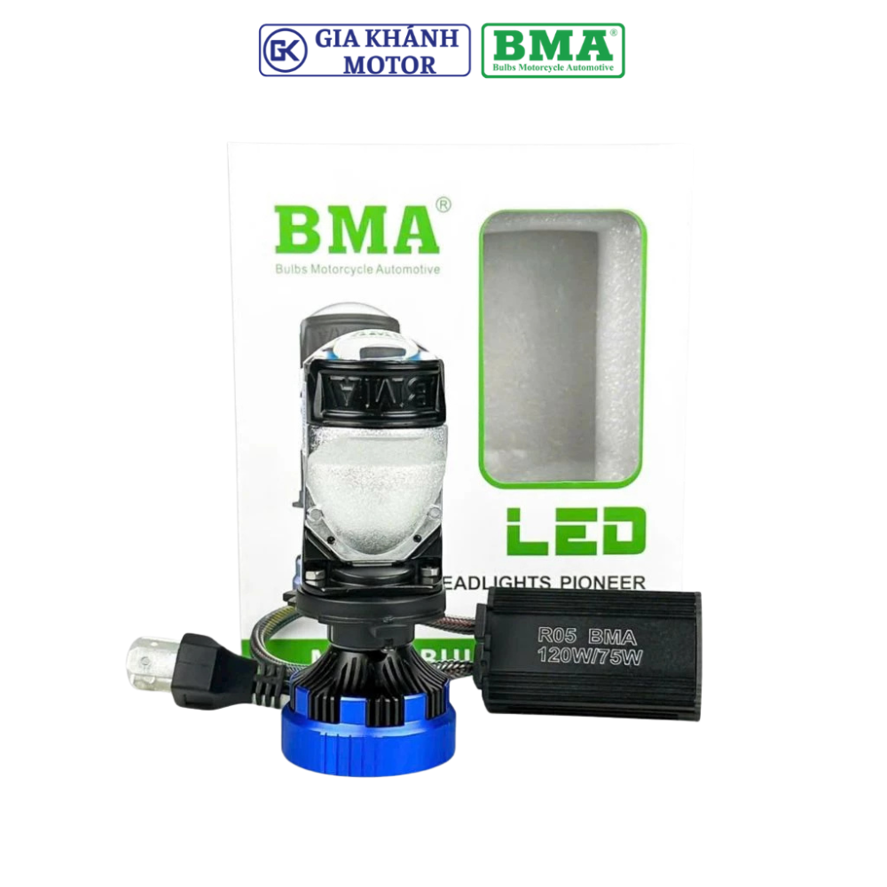 Đèn Pha LED Bi Cầu Mini BMA R05 Chân H4 (120W - 6000K) Siêu Sáng Lắp Ô Tô, Xe Máy