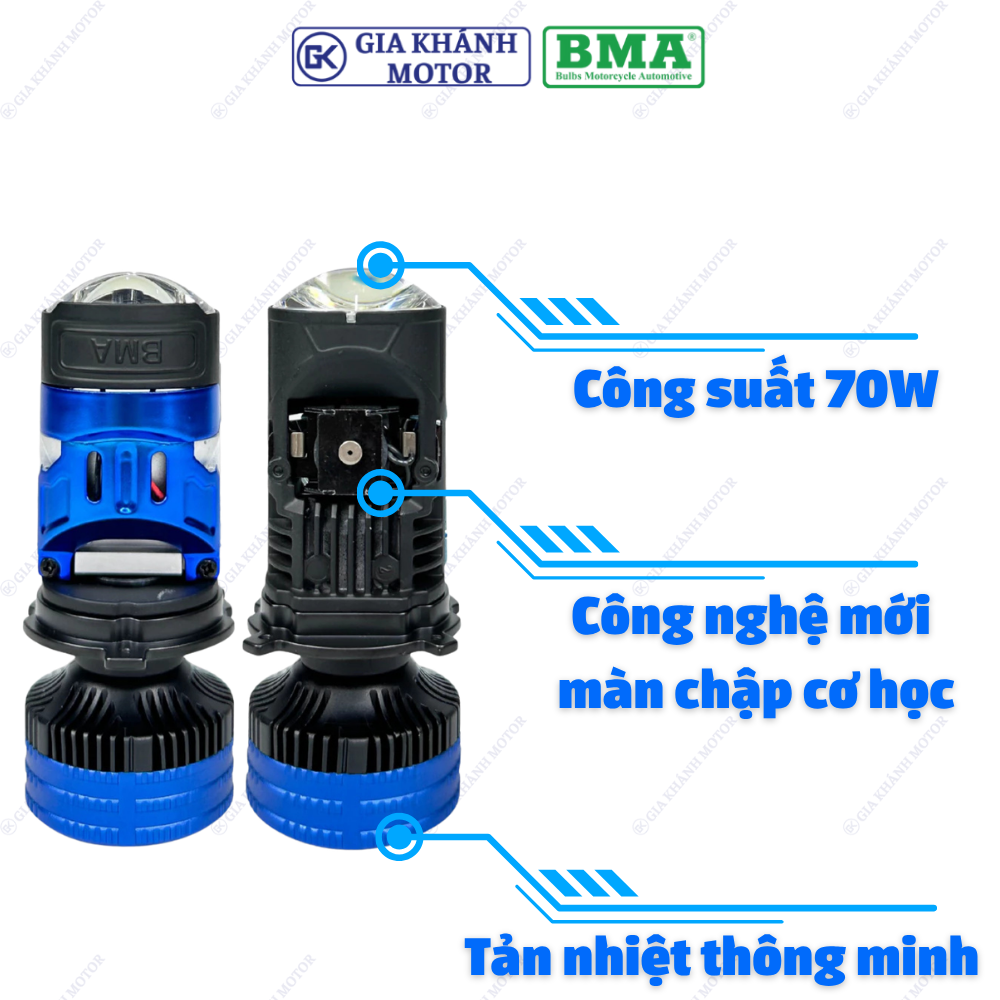 Đèn Pha Bi Cầu Mini H4 BMA R03 Plus 70W - Ảnh 3